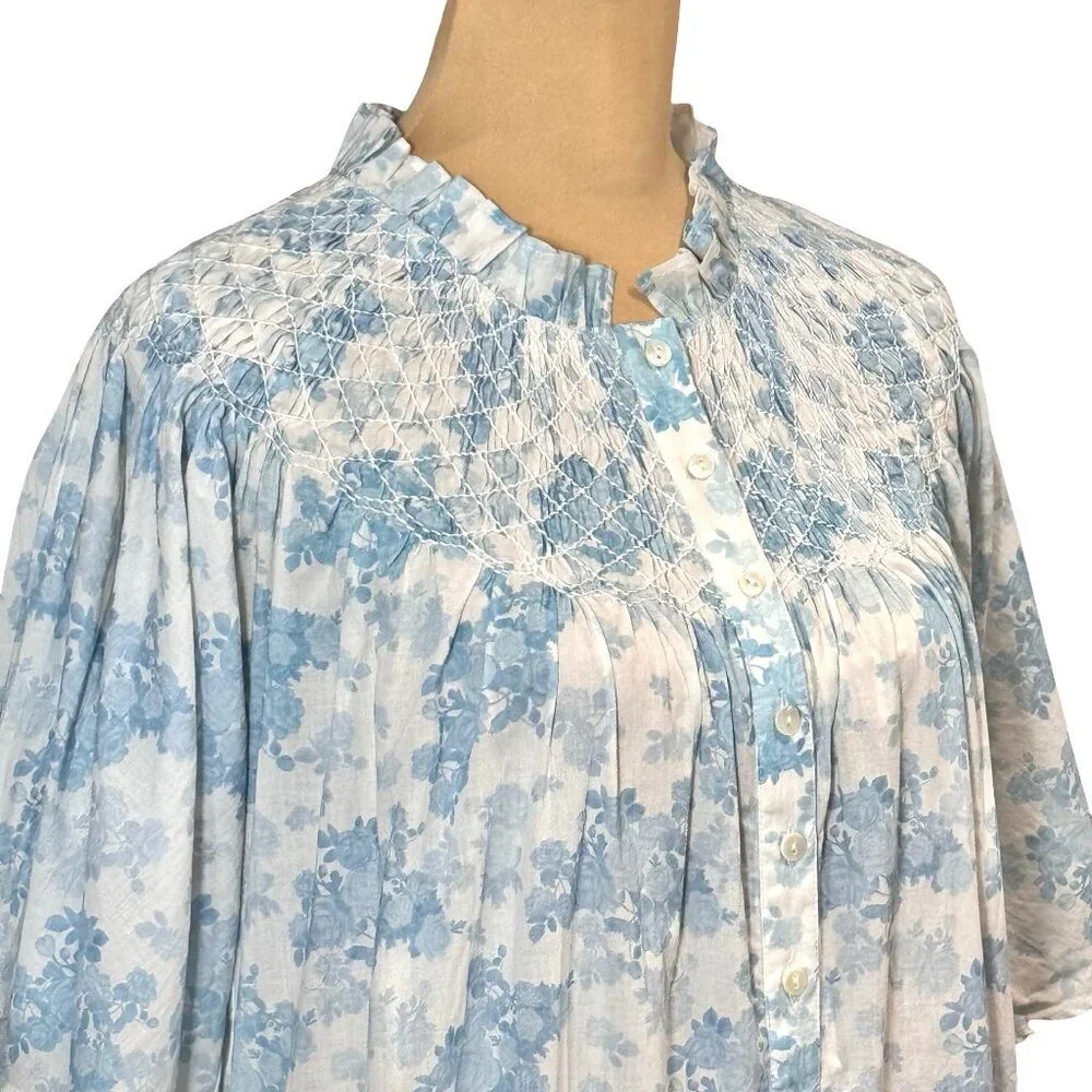 NWT LILLOU Floral Maxi Dress Sz S  Full Button Cottage Regency French Toile